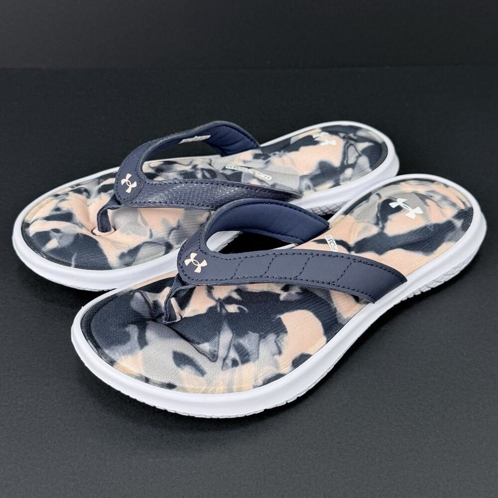 Under Armour Marbella VII Flora Girls Size 3Y Pink Blue Slides New Without Box